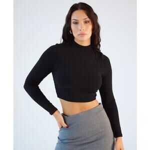 Klassy Network Brami Cropped Black Long Sleeve Turtleneck Sweater Women's M